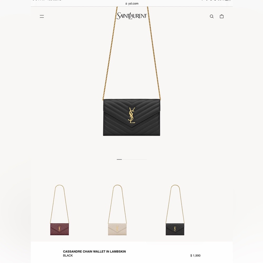 BNIB! MSRP$1995 YSL Saint Laurent Large Monogram Quilted Leather Wallet on Chain - Picture 13 of 16